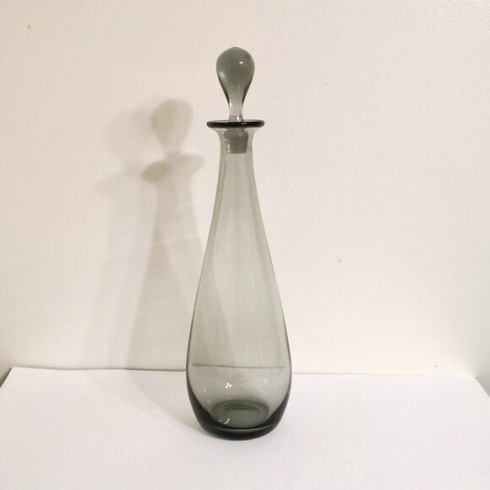 Holmegaard Smoke Grey Glass Teardrop Decanter by Per Lütken